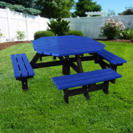 Recycled Plastic Octagonal Picnic Table - Blue