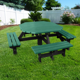 Recycled Plastic Octagonal Picnic Table - Green