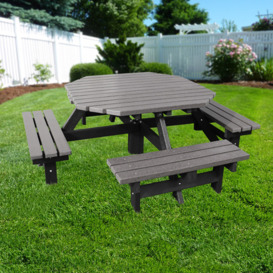 Recycled Plastic Octagonal Picnic Table - Grey