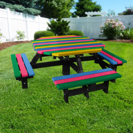 Recycled Plastic Octagonal Picnic Table - Multicoloured