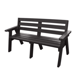 Captains Recycled Plastic Seat With Arms - Black - 1.5m