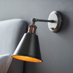 Hal Metal Wall Lamp Aged Pewter, Aged Copper Plate - thumbnail 2