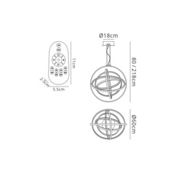 Orbital Ceiling Pendant Round 60cm, 4 Ring, 90W LED 3000K, 3250lm, RF Remote Control White - thumbnail 2