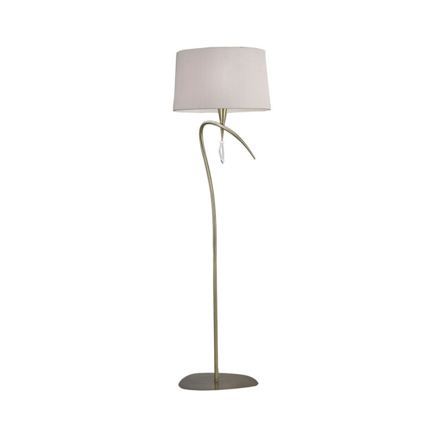 Mara Floor Lamp 4 Light E27, Antique Brass Ivory White Shade - image 1