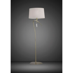 Mara Floor Lamp 4 Light E27, Antique Brass Ivory White Shade - thumbnail 2