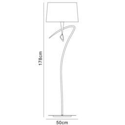 Mara Floor Lamp 4 Light E27, Antique Brass Ivory White Shade - thumbnail 3