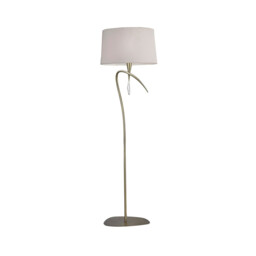Mara Floor Lamp 4 Light E27, Antique Brass Ivory White Shade - thumbnail 1