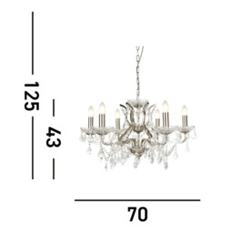 Paris 6 Light Chandelier Satin Silver Finish, E14 - thumbnail 3