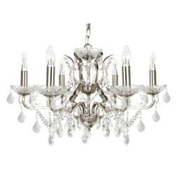 Paris 6 Light Chandelier Satin Silver Finish, E14 - thumbnail 2