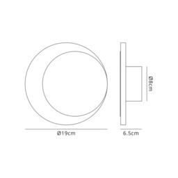 Altona Magnetic Base Wall Lamp, 12W LED 3000K 498lm, 15, 19cm Round Right Offset, Coffee, Acrylic Frosted Diffuser - thumbnail 2