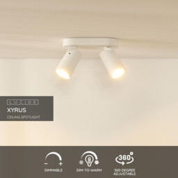 Xyrus Modern Twin Ceiling Spotlight - LED Dim to warm - GU10 - 2x5W 2200K/3000K - White - Special Offer - thumbnail 2