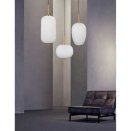 Lato 27cm Globe Pendant Ceiling Light Opal Glass Antique Brass Metal Black Fabric Wire LED E27 - thumbnail 2