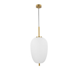 Lato 27cm Globe Pendant Ceiling Light Opal Glass Antique Brass Metal Black Fabric Wire LED E27 - thumbnail 1