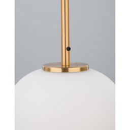 Lato 27cm Globe Pendant Ceiling Light Opal Glass Antique Brass Metal Black Fabric Wire LED E27 - thumbnail 5