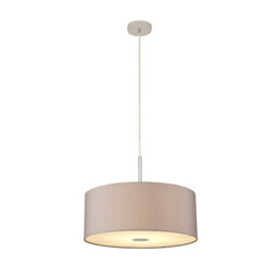 Baymont Polished Chrome E27 Single Pendant With 50cm x 20cm Faux Silk Shade, Grey/White Laminate - thumbnail 5