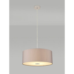 Baymont Polished Chrome E27 Single Pendant With 50cm x 20cm Faux Silk Shade, Grey/White Laminate - thumbnail 2