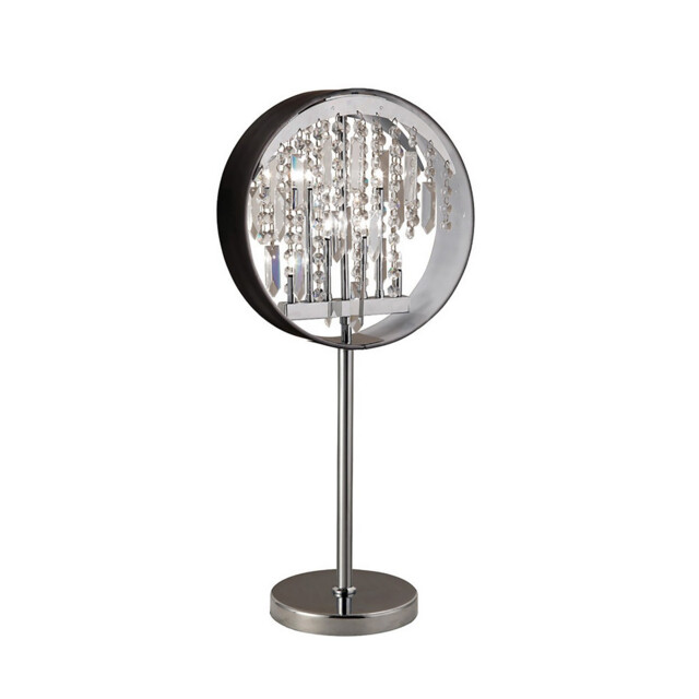 Geo Table Lamp Black Shade 7 Light G4 Polished Chrome/Crystal, NOT LED/CFL Compatible - image 1