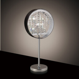 Geo Table Lamp Black Shade 7 Light G4 Polished Chrome/Crystal, NOT LED/CFL Compatible - thumbnail 2