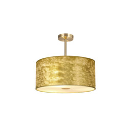 Baymont 40cm Antique Brass 5 Light E27 Semi Flush Fixture With 50cm x 20cm Gold Leaf Shade