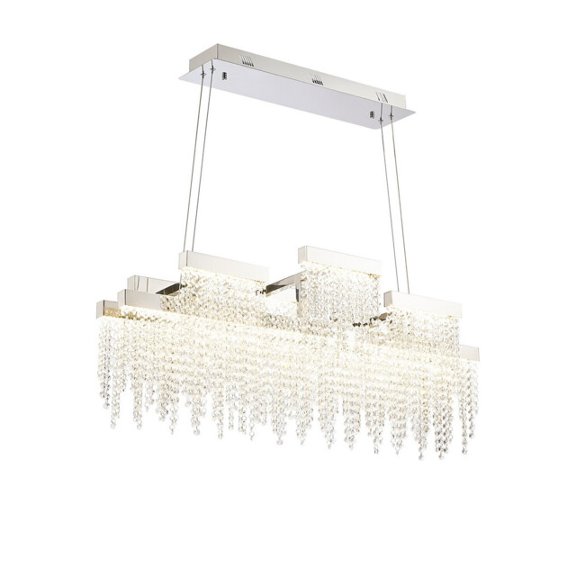 Bano Linear 3 Light Dimmable Pendant 46W LED, 4000K, 3700lm, Polished Chrome / Crystal Chain, 3yrs Warranty - image 1