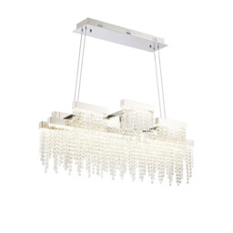 Bano Linear 3 Light Dimmable Pendant 46W LED, 4000K, 3700lm, Polished Chrome / Crystal Chain, 3yrs Warranty - thumbnail 1