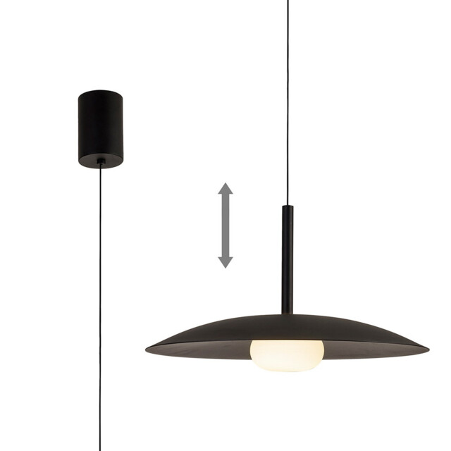 Lidia 40cm Rise And Fall Pendant, 12W LED, 3000K, 1500lm, Black, 3yrs Warranty - image 1