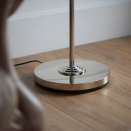 Highclere Floor Lamp with Shade Brushed Chrome Plate, Natural Linen, 1x E27 - thumbnail 3