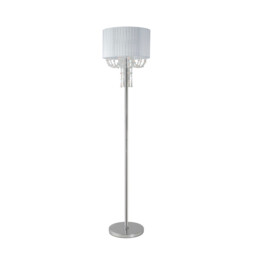 Freida Floor Lamp With White Shade 3 Light E14 Polished Chrome/Crystal - thumbnail 5