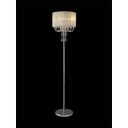 Freida Floor Lamp With White Shade 3 Light E14 Polished Chrome/Crystal - thumbnail 2