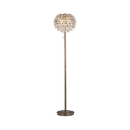 Coniston Floor Lamp, 3 Light E14, Antique Brass/Crystal