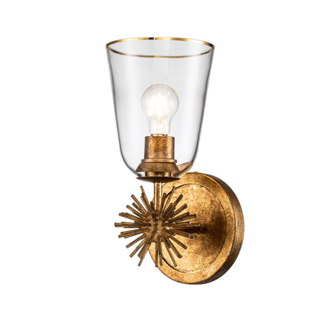Staring Wall Lamp Contemporary Distressed Gold, Glass Shade 1x E27 - image 1