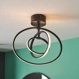 Avali LED Semi Flush Light Matt Black & White Acrylic - thumbnail 5