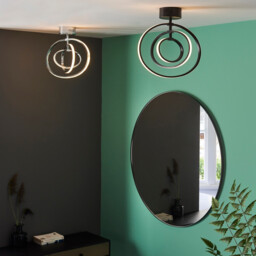 Avali LED Semi Flush Light Matt Black & White Acrylic - thumbnail 3