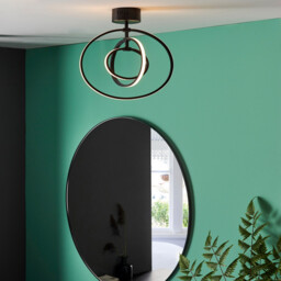 Avali LED Semi Flush Light Matt Black & White Acrylic - thumbnail 2