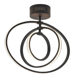 Avali LED Semi Flush Light Matt Black & White Acrylic - thumbnail 1