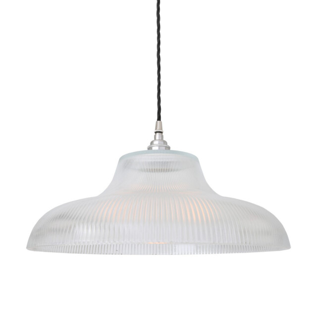 Mono 40cm Railway Dome Pendant, Satin Chrome