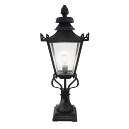 Grampian 1 Light Outdoor Pedestal Lantern Black, E27 - thumbnail 5