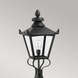 Grampian 1 Light Outdoor Pedestal Lantern Black, E27 - thumbnail 2