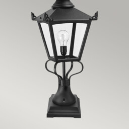 Grampian 1 Light Outdoor Pedestal Lantern Black, E27 - thumbnail 3