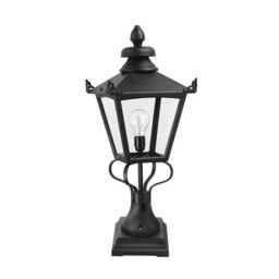 Grampian 1 Light Outdoor Pedestal Lantern Black, E27 - thumbnail 1