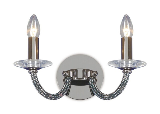 Elena Wall Lamp Switched 2 Candle Light Black Chrome, Crystal - image 1