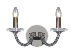 Elena Wall Lamp Switched 2 Candle Light Black Chrome, Crystal - thumbnail 1