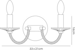 Elena Wall Lamp Switched 2 Candle Light Black Chrome, Crystal - thumbnail 3