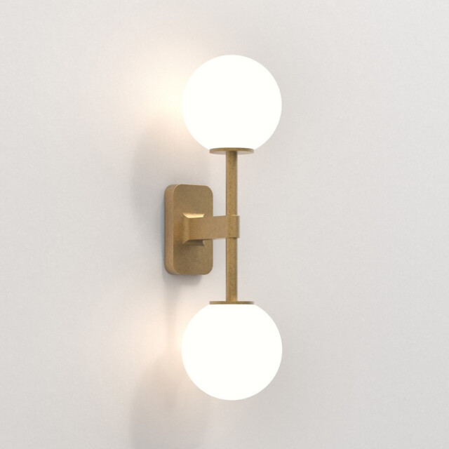 Tacoma Twin Bathroom 2 Light Wall Lamp Antique Brass IP44, G9 (Shade Not Included) - image 1