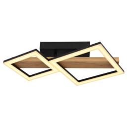 Dustin 2 Square Integrated LED Semi Flush Ceiling Light Matt Black 2x LED 3000K - thumbnail 3
