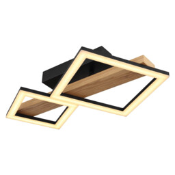 Dustin 2 Square Integrated LED Semi Flush Ceiling Light Matt Black 2x LED 3000K - thumbnail 1