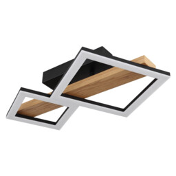 Dustin 2 Square Integrated LED Semi Flush Ceiling Light Matt Black 2x LED 3000K - thumbnail 2