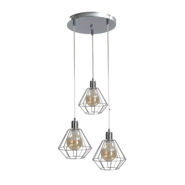 Foskal Cluster Pendant Ceiling Light Silver, 32cm, 3x E27