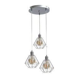 Foskal Cluster Pendant Ceiling Light Silver, 32cm, 3x E27