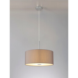 Baymont Polished Chrome 5 Light E27 Single Pendant With 40cm x 18cm Faux Silk Shade, Grey/White Laminate - thumbnail 2
